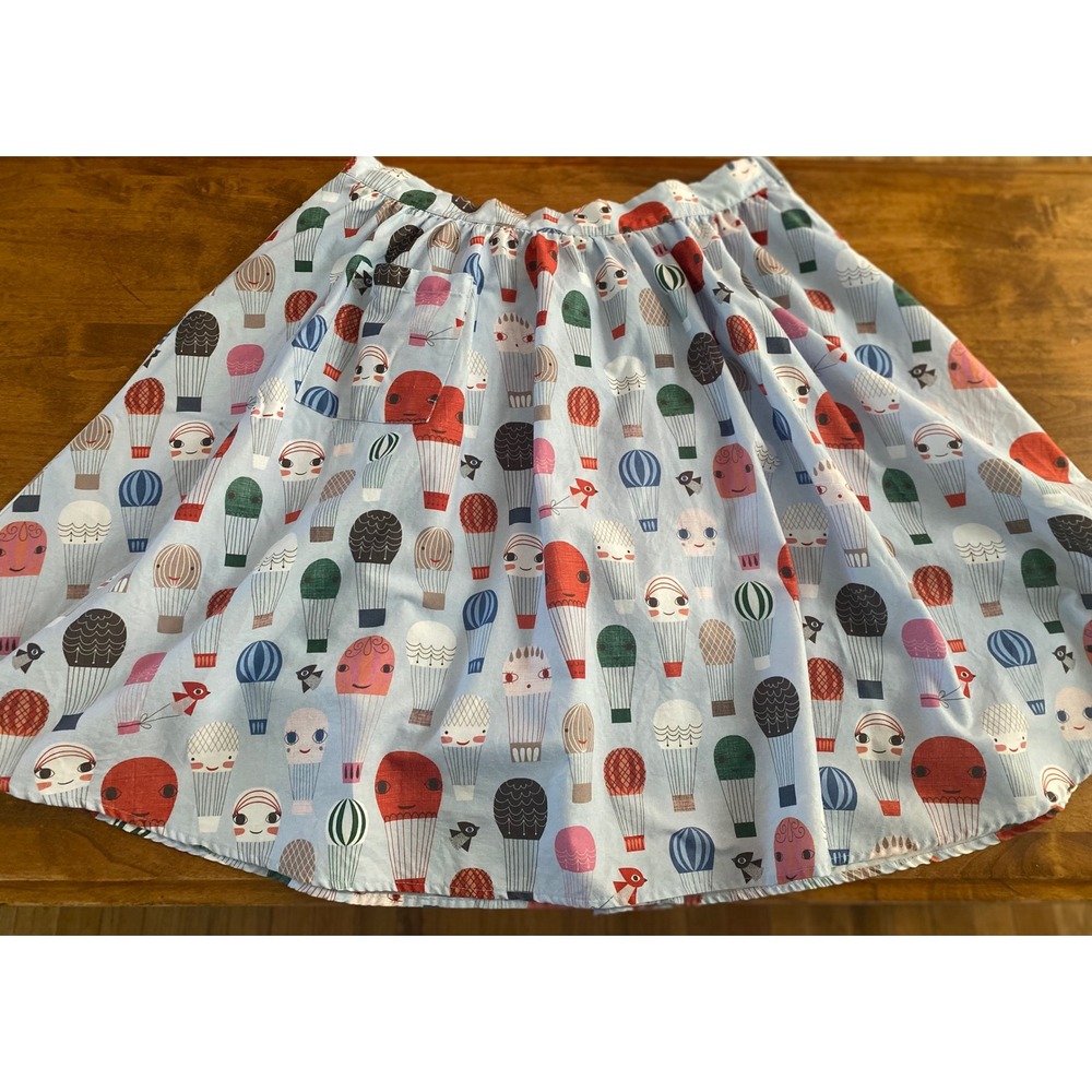 ModCloth Hot Air Balloon Print A-Line Skirt Blue Cotton XL Pocket Retro Style - Picture 14 of 14